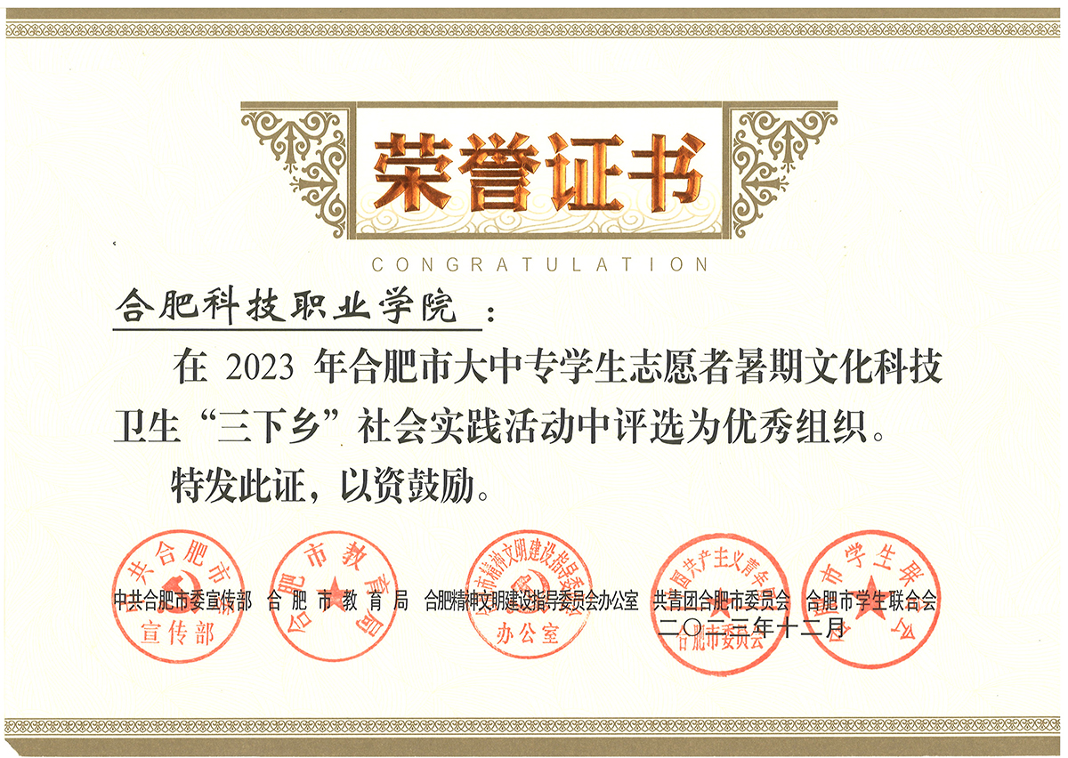 2023 年合肥市大中专学生志愿者暑期文化科技卫生“三下乡”社会实践活动优秀组织